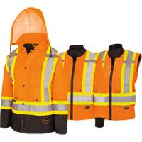 5020BBW Manteau 7 en 1 imperm&eacute;able pour femmes avec capuchon, Polyester/Polyur&eacute;thane, Orange haute visibilit&eacute;, T-petit Industrial Sales