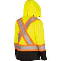 5021BBW Manteau 7 en 1 imperm&eacute;able pour femmes avec capuchon, Polyester/Polyur&eacute;thane, Jaune lime haute visibilit&eacute;, T-petit Industrial Sales