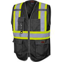 6959BK Veste de s&eacute;curit&eacute; haute visibilit&eacute; en tricot chaîne avec fermeture &agrave; glissi&egrave;re, Noir, T-petit, Polyester Industrial Sales