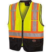 6895 Veste de s&eacute;curit&eacute; haute visibilit&eacute; bicolore avec fermeture &agrave; glissi&egrave;re sur tout le devant, Noir/Jaune lime haute visibilit&eacute;, 2T-Grand/3T-Grand, Polyester Industrial Sales