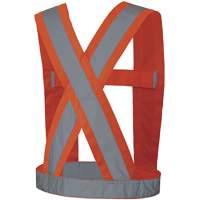 5491 Bretelles ajustables de s&eacute;curit&eacute; haute visibilit&eacute; de 4" de largeur, R&eacute;pond ou surpasse la norme CSA Z96 classe 2 - niveau 2, Orange haute visibilit&eacute;, Couleur r&eacute;fl&eacute;chissante Argent, Taille unique Industrial Sales
