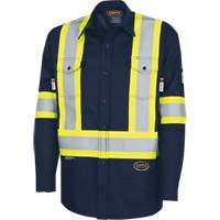7742SF FR-TECH&reg; High-Visibility 88/12 Arc-Rated Safety Shirt, Small, Navy Blue Industrial Sales