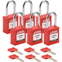 Cadenas de verrouillage Velocity, Rouge, Cl&eacute;s identiques, Nylon, Largeur de 1-1/2" Industrial Sales