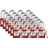Cadenas de verrouillage Velocity, Rouge, Cl&eacute;s diff&eacute;rentes, Nylon, Largeur de 1-1/2" Industrial Sales