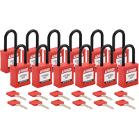 Cadenas de verrouillage Velocity, Rouge, Cl&eacute;s diff&eacute;rentes, Nylon, Largeur de 1-1/2" Industrial Sales