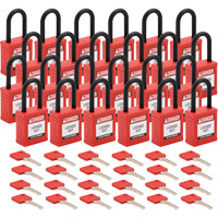Cadenas de verrouillage Velocity, Rouge, Cl&eacute;s diff&eacute;rentes, Nylon, Largeur de 1-1/2" Industrial Sales