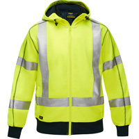 Bisley&reg; X-Back Full Zip Hooded Sweatshirt with Sherpa Lining, Small, High Visibility Lime-Yellow Industrial Sales