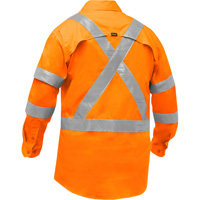 Chemise de travail &agrave; manches longues et X au dos Bisley avec X-Airflow, Poly-coton, Petit, Orange haute visibilit&eacute; Industrial Sales