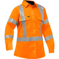 Chemise de travail &agrave; manches longues et X au dos Bisley avec X-Airflow pour femmes, Poly-coton, Petit, Orange haute visibilit&eacute; Industrial Sales