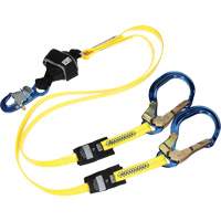 Twin-Leg Arc Flash Coated Web Shock-Absorbing Lanyard, 6', Rebar Hook Center, Snap Hook Leg Ends Industrial Sales