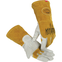Caiman&reg; Premium TIG/MIG Welder's Gloves with FR Insulated Split Cowhide Back, Grain Goatskin, Size Small Industrial Sales