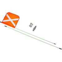 Heavy-Duty Safety Whip, Threaded Mount, 8' High, Orange with Reflective X Industrial Sales