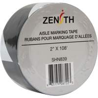 Aisle Marking Tape, 2" x 108', PVC, Noir et blanc Industrial Sales
