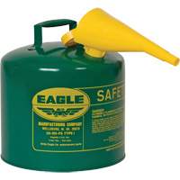 Safety Can for Combustibles with Funnel, Type I, Galvanized Steel, 5 US gal., Green, FM Approved/UL/ULC Listed Industrial Sales