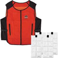 Veste de refroidissement &agrave; changement de phase l&eacute;g&egrave;re avec sachets de recharge Chill-Its 6260, Petit/Moyen, Orange Industrial Sales