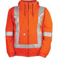 Chandail haute visibilit&eacute; &agrave; fermeture &eacute;clair sur le devant, r&eacute;sistant au vent, avec capuchon amovible, Hommes, Petit, Orange haute visibilit&eacute;, 27,7 cal/cm² Industrial Sales