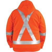 Chandail haute visibilit&eacute; &agrave; fermeture &eacute;clair sur le devant, r&eacute;sistant au vent, avec capuchon amovible, Hommes, Petit, Orange haute visibilit&eacute;, 27,7 cal/cm² Industrial Sales