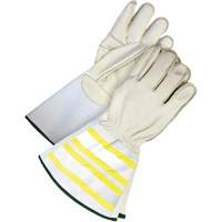 High-Visibility Utility Gloves with 6.25" Cuff, Small, Grain Cowhide Palm Industrial Sales