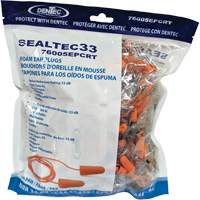 SEALTEC33 Orange Tapered PU Foam Disposable Earplugs, Bulk - Polybag, Corded Industrial Sales