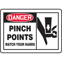Enseigne  Pinch Points , 10" x 14", Vinyle, Anglais avec pictogramme Industrial Sales