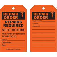 &eacute;tiquette pour les r&eacute;parations de s&eacute;curit&eacute;, Polyester, 4" la x 7" h, Anglais Industrial Sales