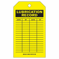 &eacute;tiquettes registres de lubrifications, Polyester, 4" la x 7" h, Anglais Industrial Sales