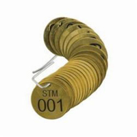&eacute;tiquettes num&eacute;rot&eacute;es pour vannes STM, # 001-025, Laiton, 1,5" dia. Industrial Sales