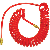 Flexcoil Self-Storing Polyurethane Air Hoses With Fittings, Air, 3/8" ID x 25' L, Polyurethane, 140 PSI at 23 °C Industrial Sales