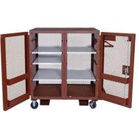 Mobile Mesh Cabinet, Steel, 37 Cubic Feet, Red Industrial Sales