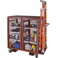 Mobile Mesh Cabinet, Steel, 37 Cubic Feet, Red Industrial Sales