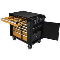Powered Tool Cart, 11 Drawers, 42-1/2" W x 24-7/16" D x 41" H, Black/Orange Industrial Sales