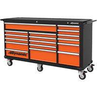Roller Cabinet, 17 Drawers, 71" W x 24" D x 41" H, Black/Orange Industrial Sales