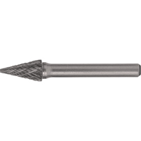 CLEVELAND Solid Carbide Burrs - Pointed Cone Shape, SM-42, 1/8" Dia., 1/8" Shank, 7/16" Depth of Cut Industrial Sales