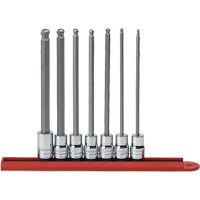 Jeu de douilles SAE &agrave; embout sph&eacute;rique long, Hexagonale, Prise 3/8", 7 mr Industrial Sales