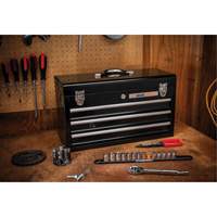 Portable Tool Box, 20" W, 3 Drawers, Black Industrial Sales