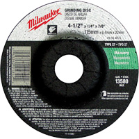 Grinding Wheel, 4-1/2" x 1/4", 7/8" Arbor, Silicon Carbide, Type 27 Industrial Sales