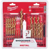 Jeu de forets m&eacute;triques Shockwave Red Helix, 25 morceaux, Titane Industrial Sales