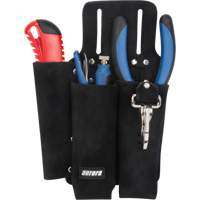 Lineman's Tool Pouch, Multiple Tool Holder, Leather, 3 Pockets Industrial Sales