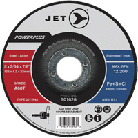 A60T PowerPlus Cut-Off Wheel, 5" x 3/64", 7/8" Arbor, Type 27, 12200 RPM Industrial Sales