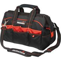 16" Tradesman's Tool Bag, Ballistic Polyester, Black/Red Industrial Sales