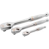 Ensemble de rochet &agrave; t&ecirc;te en goutte enti&egrave;rement polie avec prises 1/4", 3/8" & 1/2" 120XP Industrial Sales