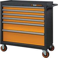 GSX Series Rolling Tool Cabinet, 6 Drawers, 36" W x 18-1/5" D x 37-2/5" H, Black/Orange Industrial Sales