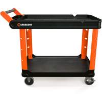 RAILWORKS 2-Shelf Industrial Utility Cart with 5" Hard Casters, 47" L x 24-1/2" W x 34" H, Black/Orange Industrial Sales