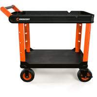 RAILWORKS 2-Shelf Industrial Utility Cart with 8" Casters, 47" L x 24-1/2" W x 37-4/5" H, Black/Orange Industrial Sales