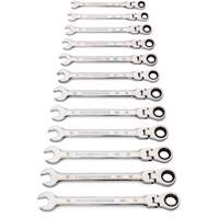 90-Tooth 12 Point Wrench Set, Flex Head/Ratcheting Combination, 12 Pieces, Metric Industrial Sales