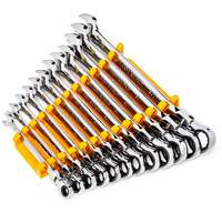90-Tooth 12 Point Wrench Set, Flex Head/Ratcheting Combination, 12 Pieces, Metric Industrial Sales