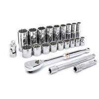 Jeu d'outils pour m&eacute;caniciens &agrave; 12 points SAE, 22 Mcx, Prise de 3/8", Profond Industrial Sales