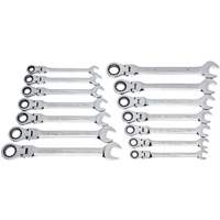 72-Tooth 12 Point Wrench Set, Flex Head/Ratcheting Combination, 14 Pieces, Imperial and Metric Industrial Sales