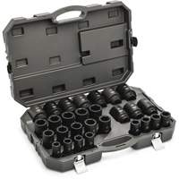 Jeu de douilles m&eacute;triques &agrave; 6 pans, 28 Mcx, Chocs, Prise de 3/4", Profond Industrial Sales