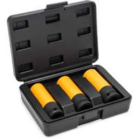 Jeu de douilles m&eacute;triques haute r&eacute;sistance pour protecteurs de roues, 3 Mcx, Chocs, Prise de 1/2", Profond Industrial Sales